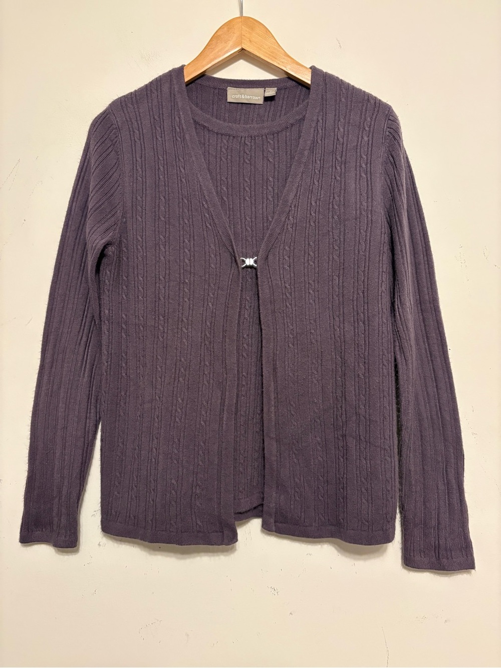 Croft & Barrow | Vintage 00’s Purple Cable Knit Mock Twin Sweater Set | Size S